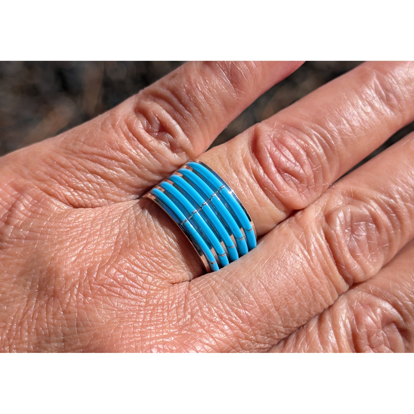 Zuni Turquoise Ring Genuine Native American Handcrafted Jewelry Sz 7 180$